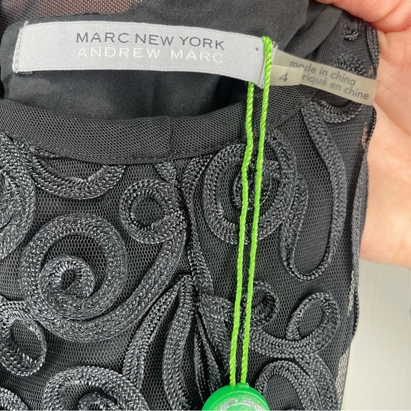 Andrew Mark Mark New York Women’s Sample Sz. 4 Soutache Sheer Black Shift Dress - Picture 8 of 9